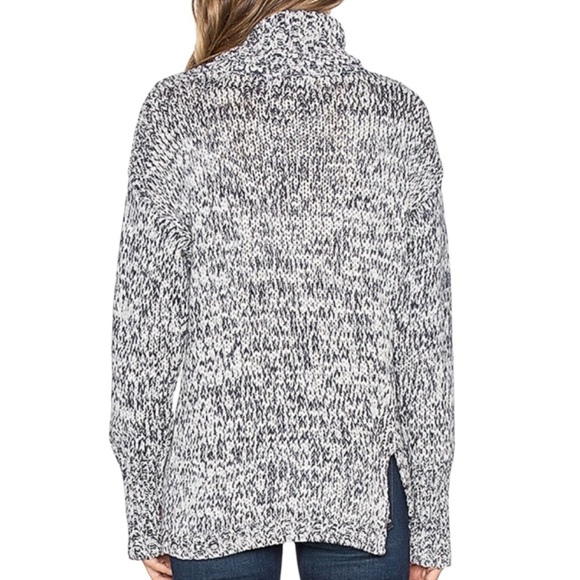 525 AMERICA Boucle Printed Tape Yarn Turtleneck Sweater Cotton Grey White XS - Picture 2 of 7